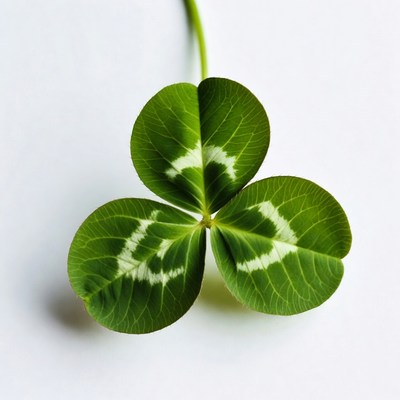 Four-Leaf Clover on White Background