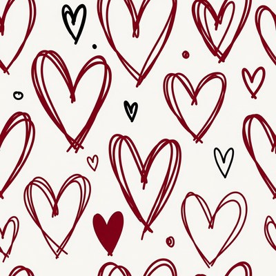 Hand-Drawn Red Heart Pattern
