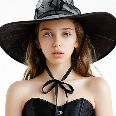 Girl in Witch Hat and Corset