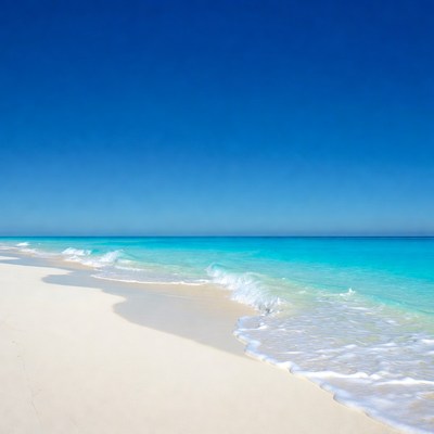 Turquoise Ocean Waves on White Sand Beach