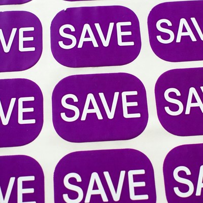 Purple SAVE Stickers Sheet