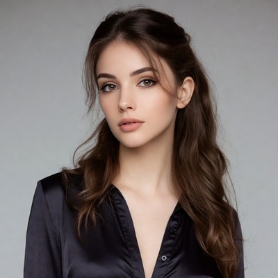 Woman with long wavy brown hair