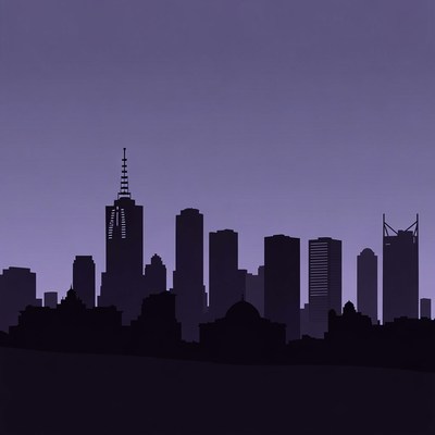 Purple City Skyline Silhouette