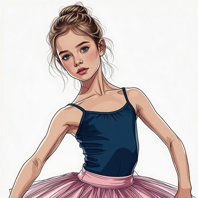 Young girl in pink tutu ballet pose