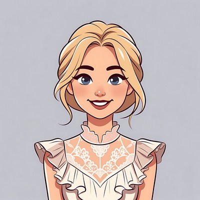 Blonde woman in lace blouse illustration