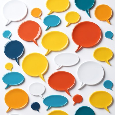 Colorful speech bubbles on white background