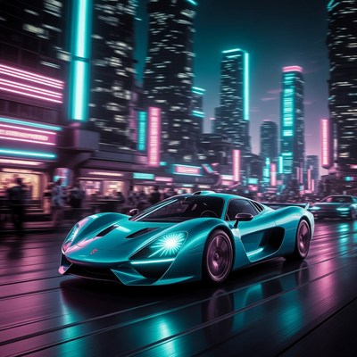 Neon Cyberpunk Supercar Night Drive