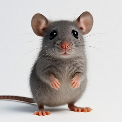 Cute gray mouse on white background