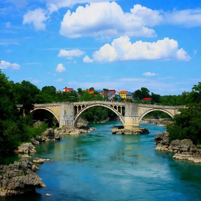 Stone Bridge over Turquoise River