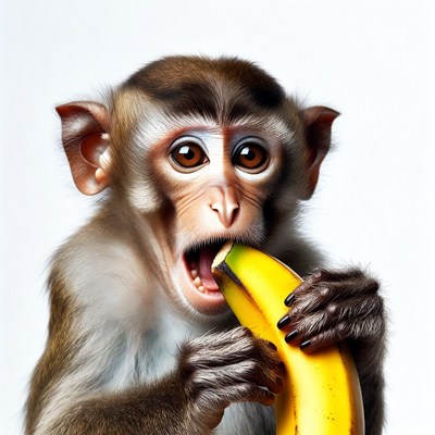 Monkey eating banana