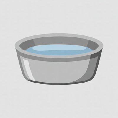 Silver bowl filled with water