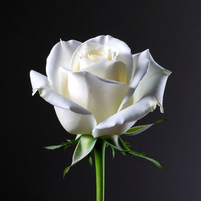 White Rose on Black Background