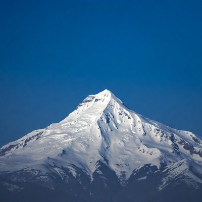 Snowy Mountain Peak Against Blue Sky