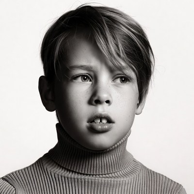 Boy in turtleneck sweater portrait