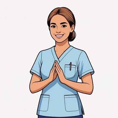 Asian nurse praying hands illustration