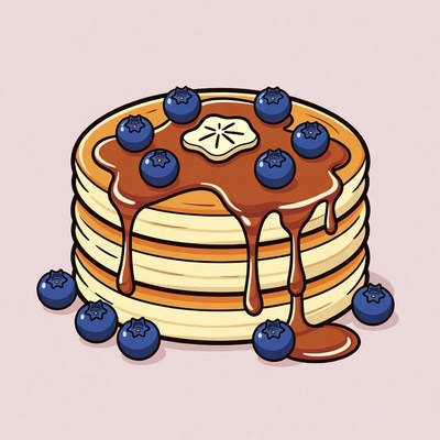 Blueberry Pancakes with Syrup