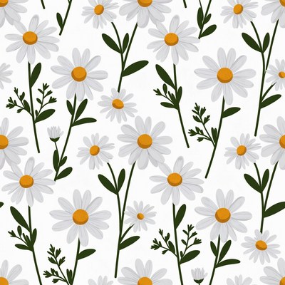 White Daisy Flowers Pattern