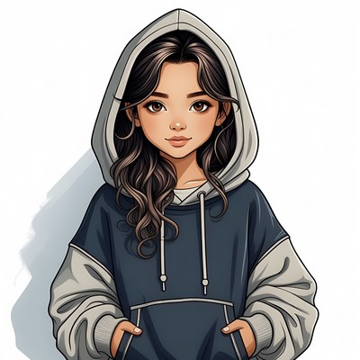 Asian girl in hoodie