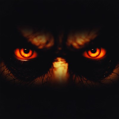 Glowing Red Eyes in Darkness