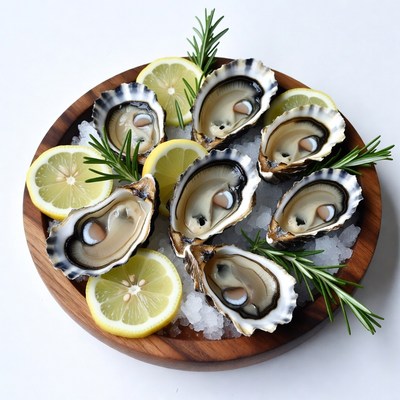 Fresh Oysters on Ice with Lemon