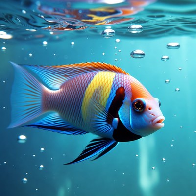 Colorful Angelfish Swimming Underwater