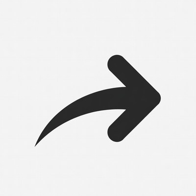 Black Curved Right Arrow Icon