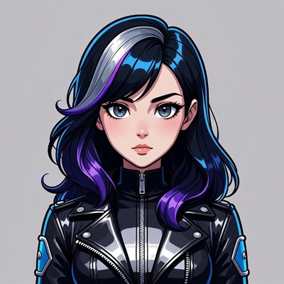 Anime girl in leather jacket