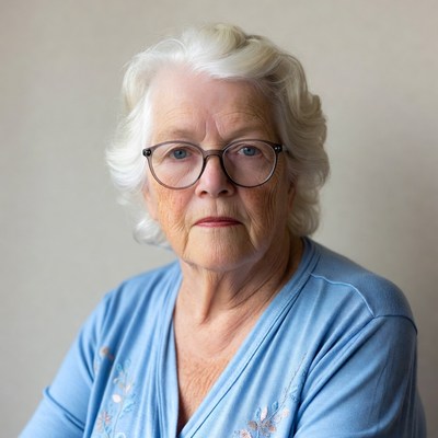 Elderly woman wearing glasses