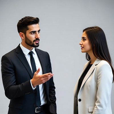 Businessman Talking to Woman