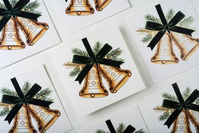 Christmas Bells with Holly and Bows