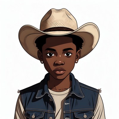 African-American boy in cowboy hat