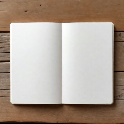 Open Blank Notebook on Wooden Surface