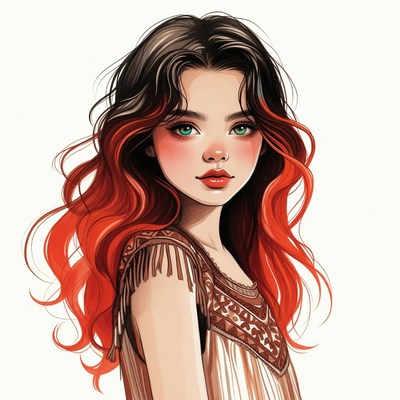 Portrait of girl with red hair