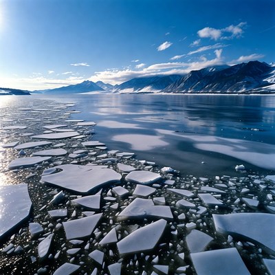 Ice Floes in Arctic Fjord