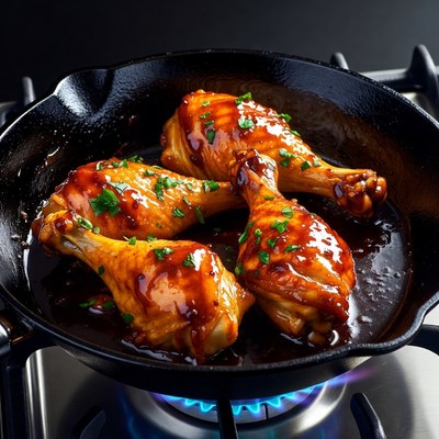 Glazed Chicken Drumsticks in Skillet