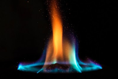 Vibrant Blue and Orange Flames