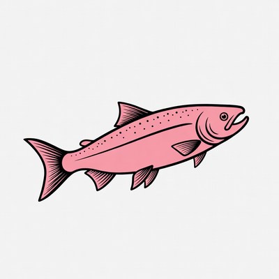 Pink salmon fish illustration