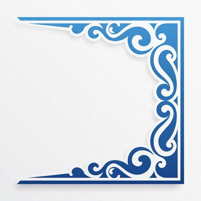 Blue Ornate Corner Frame