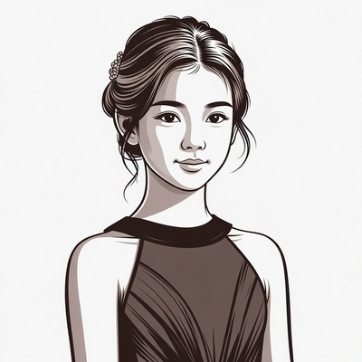 Asian woman in elegant dress