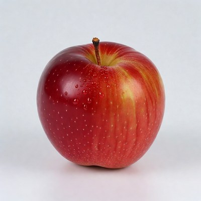 Red apple with water droplets