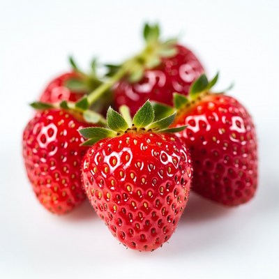 Fresh strawberries on white background