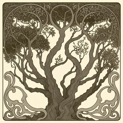 Art Nouveau Tree Illustration