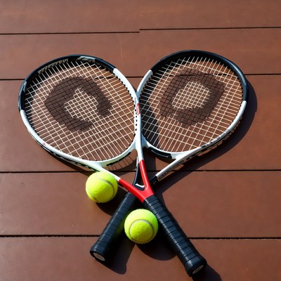 Crossed Tennis Rackets and Balls