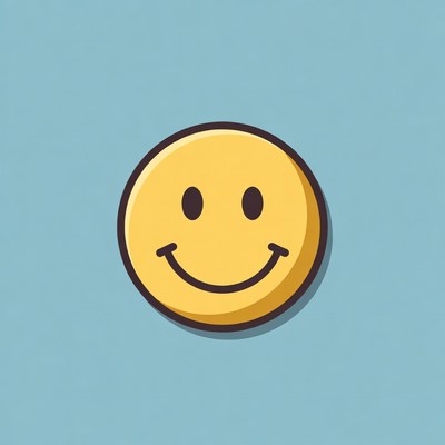 Smiling Yellow Emoticon on Blue Background