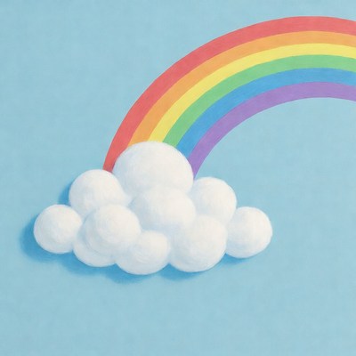 Rainbow over fluffy cloud
