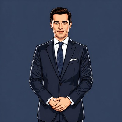 Man in navy suit illustration