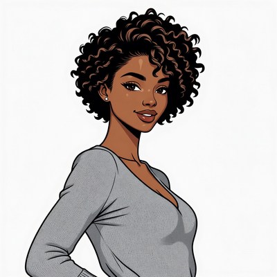 Beautiful African-American woman with curly hair