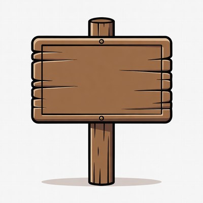 Blank wooden sign on post