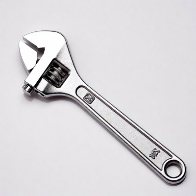 Adjustable Wrench on White Background