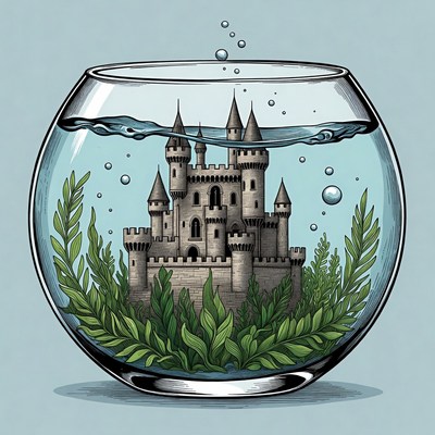 Castle Inside Glass Fishbowl